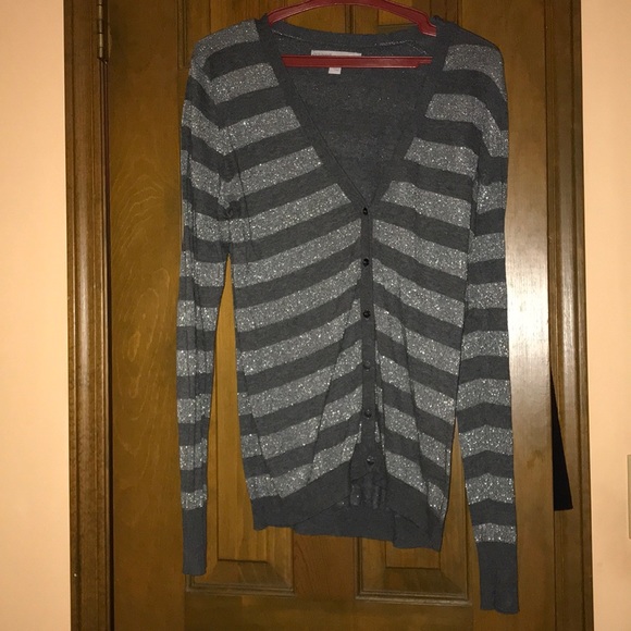 Silver striped cardigan M - Picture 1 of 4